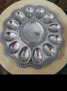 WILTON Armetal  Silver Deviled Egg Serving Platter - Home Dining